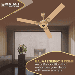 Bajaj  |  ENERGON PRIME BLDC AMBER | 1200Mm |  5 star | Remote Control |  Energyefficient Ceiling Fans  | Gold