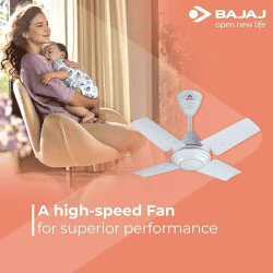Bajaj | Maxima |  600mm | 4 Blade |  ISI |  Ceiling Fan | White