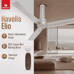 Havells Elio Bldc High Air Ceiling Fan | 1200Mm | 5 stars | Remote Controlled | Grey