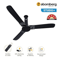 atomberg Studio+BLDC Ceiling Fan | 1200mm | Remote Control | Midnight Black Matt