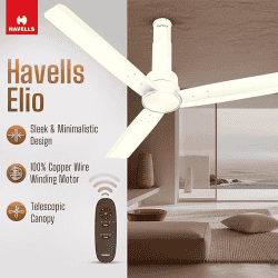 Havells Elio BLDC High Air Ceiling Fan | 1200 mm | Remote Controlled | 5 Star | Bianco