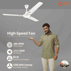 Orient Rapid Air Deco Ceiling Fan | 1200 mm | Ultra High Speed  | 3 Blade | Brown