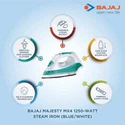 BAJAJ |  MX 4 Neo | 1250 W | 440509 |  Steam Iron | Blue/White
