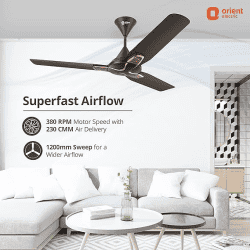 Orient | Electric Jazz Trendz  | Durable Copper Motor | 3 Blade  | 1200 mm | Ceiling Fan  | Metallic Bronze Copper  Orange