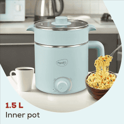 Pigeon |  Swift Multi-Cook | 1.5L |  Double Layered Stainless Steel Steamer With Glass Lid  Cook Kettle | Blue