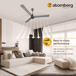 Atomberg Renesa + Ceiling Fan | 1200 mm | BLDC Ceiling Fan with Remote Control & LED Indicators | Sand Grey