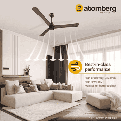 Atomberg Renesa + Ceiling Fan | 1200 mm | BLDC Ceiling Fan with Remote Control & LED Indicators | Earth Brown