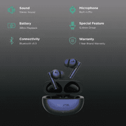 realme Buds Air 5 TWS Earbuds with Active Noise Cancellation | Dolby Atmos | Deep Sea Blue