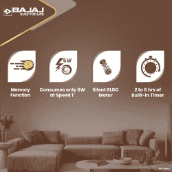 Bajaj  |  ENERGON PRIME BLDC AMBER | 1200Mm |  5 star | Remote Control |  Energyefficient Ceiling Fans  | Gold