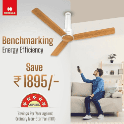 Havells Elio Prime Ceiling Fan | Bldc | Remote Controlled | 5 stars | Pinewood Pearl White