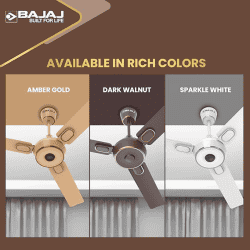 Bajaj  |  ENERGON PRIME BLDC AMBER | 1200Mm |  5 star | Remote Control |  Energyefficient Ceiling Fans  | Gold
