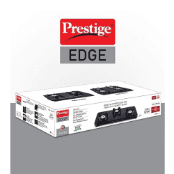 Prestige Gas Stove | EdgeSchott | Glass-Top | 3 Brass Burner | Ultra-Slim Body | Black