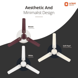 Orient Rapid Air Deco Ceiling Fan | 1200 mm | Ultra High Speed  | 3 Blade | Brown