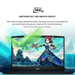 MSI Bravo 15 Gaming Laptop | AMD Ryzen 5 7535HS | 40CM FHD 144Hz Laptop | 16GB | 512GB NVMe SSD | Windows 11 Home | Nvidia GeForce RTX 3050 | GDDR6 6GB | Black