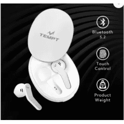TEMPT Glider True Wireless Stereo with OxyAcoustics Pure Sound Technology Bluetooth Gaming Headset | White