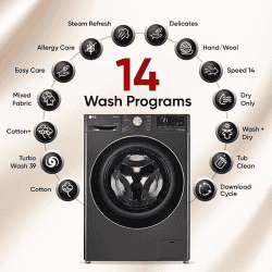 LG |  FHD1107STB | 11 kg Wash | 7 kg Dryer | 5 Star | Fully Automatic Front Load Washer Dryer Combo | Black