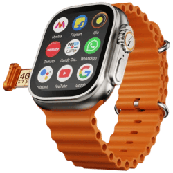 FIRE-BOLTT Oracle Wi-Fi+4G SIM Android OS Wristphone | 49mm Display | In Built GPS | Orange Horizon Strap