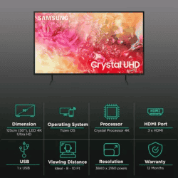 SAMSUNG 4K Ultra HD LED Tizen TV |  127 cm (50 inch) | UA50DU7700KLXL