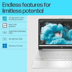 HP Laptop |15s-fq5326TU | 12th Gen Intel Core i3-1215U | 15.6 inch | FHD | Anti-Glare | 8 GB DDR4 | 512 GB SSD | Windows 11 | MSO| Natural Silver