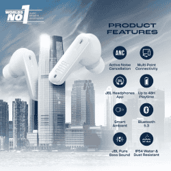 JBL TUNE BEAM TWS EAR PHONE | JBLTBEAMWHT | WHITE