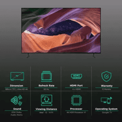 SONY | KD-75X82L | 190 cm (75 inch) | 4K Ultra HD LED Google TV with Live Colour Technology