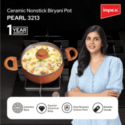 Impex Non Stick Ceramic Biryani Pot | 10 L | PEARL 3213