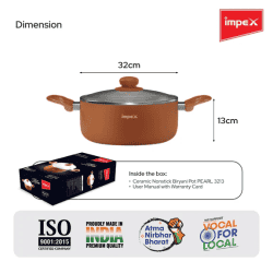 Impex Non Stick Ceramic Biryani Pot | 10 L | PEARL 3213