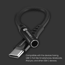 Portronics | iKonnect C II |  Type C |   3.5mm |  Auxiliary Connector Compatible|  Audio Jack
