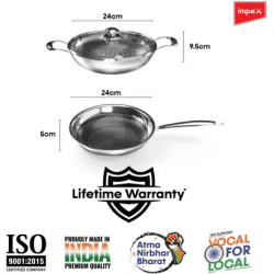 IMPEX | Serene | Triply |  2Pcs set | stainless steel Honeycomp Induction Bottom Cookware Set