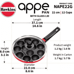 Hawkins 12 Cups | NAPE22G | 1.5 L | 22 cm |  Non-stick | Aluminium