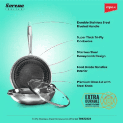 IMPEX | Serene |Triply |  2Pcs | stainless steel kadai  Cookware Set | Induction Bottom