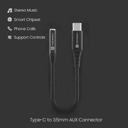 Portronics | iKonnect C II |  Type C |   3.5mm |  Auxiliary Connector Compatible|  Audio Jack