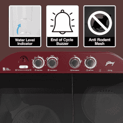 Godrej Semi-Automatic Top Load Washing Machine | ‎10.5 Kg | 5 Star | Crystal Red | WSEDGE JAZZ 105 5.0 DB3 M CSRD