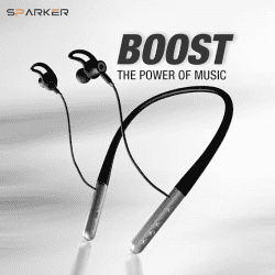 JUST CORSECA Sparker Wireless in Ear Bluetooth Neckband | Crystal Clear Sound | Type-C Fast Charging Silver