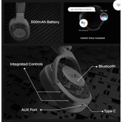 boAt Rockerz 550 with 50mm Drivers Bluetooth Headset | 20 HRS Playback & Physical Noise Isolation | Black