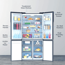 Haier Refrigerator | HRB-738BG | Side-by-Side  | 712 L | Black Glass