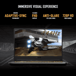 ASUS TUF Gaming Laptop | FX706HF-HX018W | 8 GB | 512 GB SSD | Intel Core i5 | 11th Gen | 11400H | Windows 11 Home | 4 GB Graphics | NVIDIA GeForce RTX 2050 | Graphite Black
