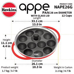 Hawkins Futura Appe Pan | 26 cm | Glass Lid | NAPE26G
