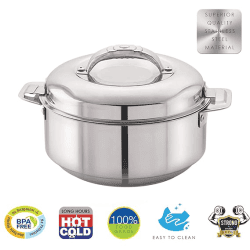 Cello | Maxima |  2300ml | Stainless Steel | Double Walled Casserole | Silver