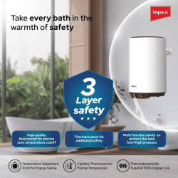 Impex Hyro Storage Water Heater | 6 L | Red & White