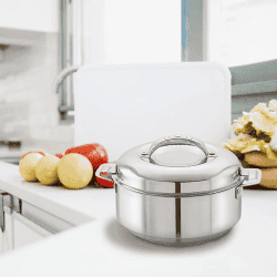 Cello | Maxima |  2300ml | Stainless Steel | Double Walled Casserole | Silver