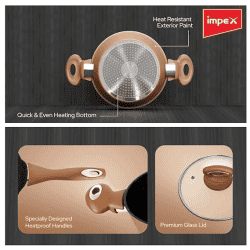 IMPEX | Gem |  3S | , 3 - Piece |Induction Bottom Non-Stick Coated Cookware Set  | Aluminium