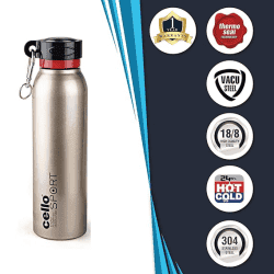 Cello Beatle Stainless Steel Sports Bottle | 700 ml | Gold