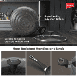 IMPEX | Royal Granite | 5 Layer | 3 Pcs | Non-Stick Coated Cookware Set  | Aluminium