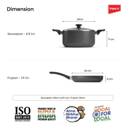 IMPEX | Royal Granite | 5 Layer | 3 Pcs | Non-Stick Coated Cookware Set  | Aluminium