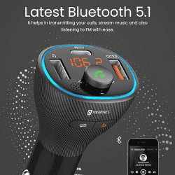 Portronics Auto 15 Bluetooth - FM Transmitter in-Car Radio Adapter for Hands-Free Calling | Black