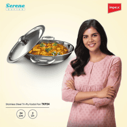 Impex | TKP24 | StainlessSteel Tri-Ply Kadai | 24 Serene