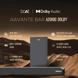 boAt Aavante Bar Home Theatre Soundbar Speaker | Dolby | Premium Black | A2060