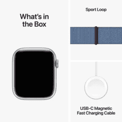 APPLE WATCH SERIES 9 | MRMJ3HN/A | 45MM | CEL SILVER ALUMINIUM WINTER BLUE SPORT LOOP