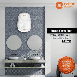 Orient Aura Neo Art Instant Water Heater | 3 L | Marble White | IWAN03WSM3 WH